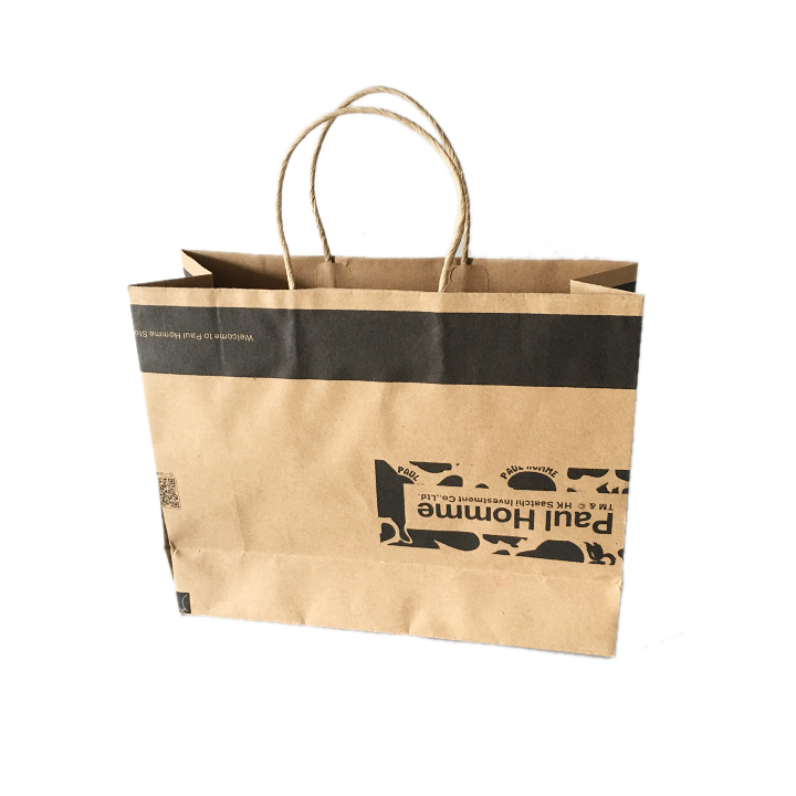 Recyclable customized design brown craft Paper shopping bag with twitst handle
